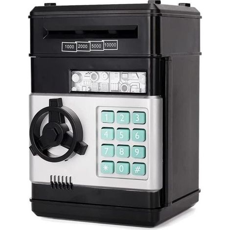 (noir)Tirelire, Sécurité Tirelire Numérique enfants Super banque électronique ,ATM Serrure à code de banque de jouet pour bébé noir (1/4)