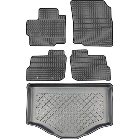 Ensemble de tapis de sol en caoutchouc pour Mitsubishi Space Star Hatchback (03.2013-2019) + tapis de coffre (1/5)