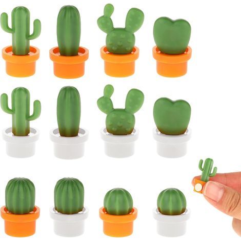 Lot de 12 aimants pour réfrigérateur en forme de plantes succulentes mignonnes, autocollants magnétiques décoratifs pour messages (1/5)