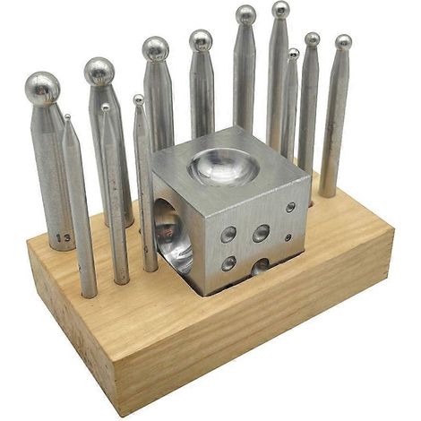 Satz mit 14 Dämpfer- und Wölbungsstempeln für Schmuck und Metalle (1 bis 12 mm) (1/4)