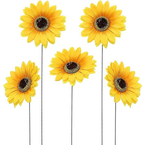 Lot de 5 panneaux décoratifs pour jardin avec tournesols, à planter dans une écurie.-30x10cm (1/3)