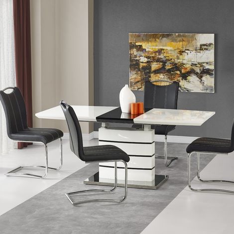 Table à rallonge noir & blanc Daisy (1/5)