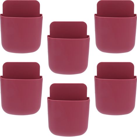 Ensemble de 6 supports muraux pour télécommandes et boîtes de rangement pour téléphone, idéal pour la maison, la table de chevet ou l'école. Couleur : rouge vin. (1/5)