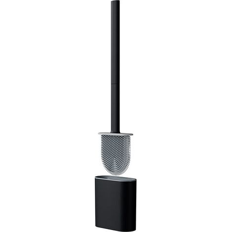Schwarze Toilettenbürste, Toilettenbürste, Silikon-Toilettenbürste zum Aufhängen, Toilettenbürste und Halter, Silikon-Toilettenbürste mit Wasserfilterbasis und schnelltrocknender, Wand-/Bodenmontage F (1/4)