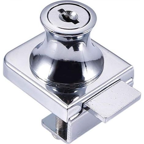 Glass door lock, Chrome steel lock, Glass screen lock, Lock for glass doors, Showcase lock with, for 5-8mm glass door, drill bit with 2 keys (1/5)