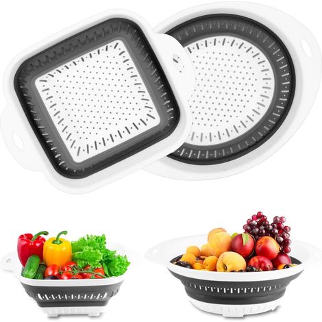 2 Pièces Passoire Silicone, Pliable Avec Poignées, Filtre Alimentaire, Pour Légumes Et Pâtes, Cuisine