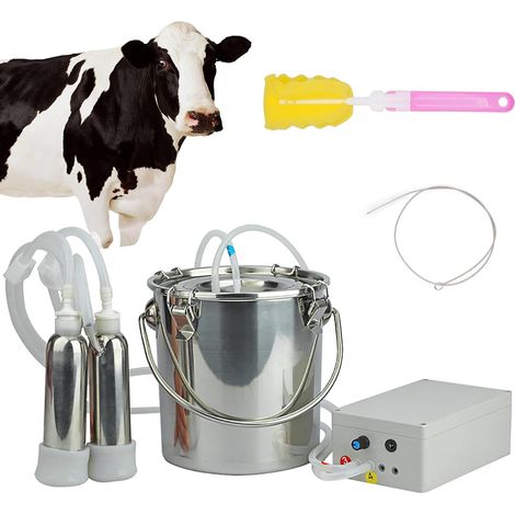 Machine à Traire éLectrique pour Vaches, Trayeuse à Pompe à Vide à Pulsation 3L/5L/10L/14L, ArrêT Automatique Lorsque Le Lait Est Plein, Traite Confortable, pour Famille, Petite Ferme,5L