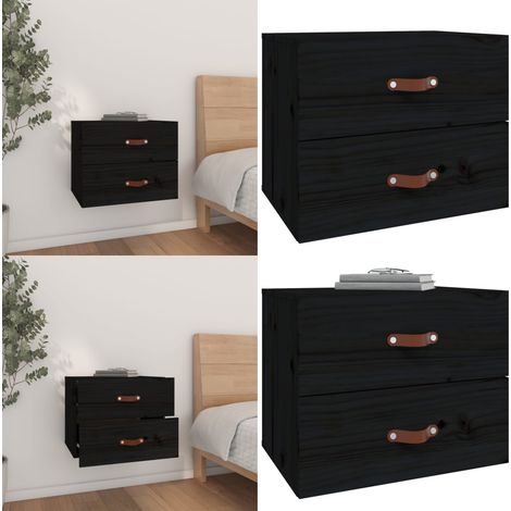 Wand-Nachttisch Schwarz 50x36x40 cm - Wand-Nachttisch - Schwarzer Nachttisch - Nachtschränkchen - Holzschrank - Wohnzimmer Deko - Home & Living (1/5)
