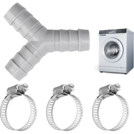 Répartiteur en Y 2 Voies pour Tuyaux Accessoire de Raccordement pour Lave-Linge et Lave-Vaisselle Inclut Trois Colliers de Serrage Résistant à la Chaleur et aux Produits Chimiques (gris) (1/5)