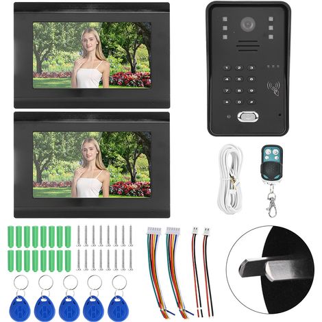 7in Interphone Vidéo Filaire 2 Écrans TFT LCD Vision Nocturne Déverrouillage À Distance APP 100‑240V Prise AU (1/5)