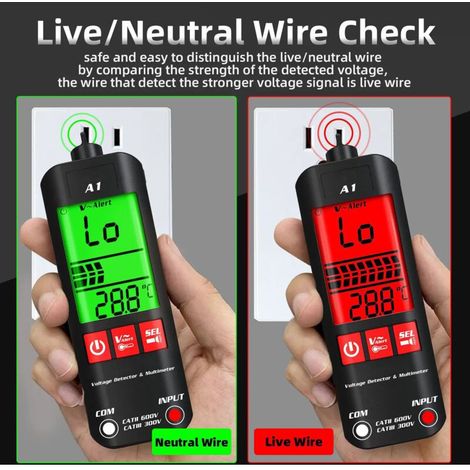 Multimètre Numérique A1 Multimètre Intelligent avec Détection de Fils Vivants, NCV et Lampe Torche - Test de Tension Automatique AC/DC (1/5)