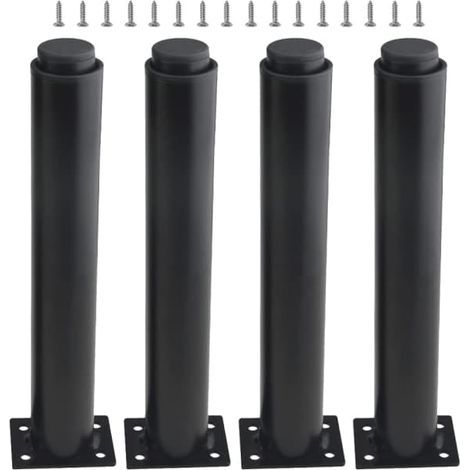 (25-42 cm, noir) Lot de 4 pieds de meuble robustes et réglables en métal (1/5)