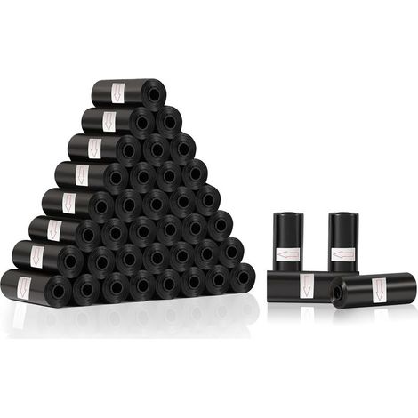 600 bolsas para excrementos de perro, negras, resistentes y a prueba de fugas (40 rollos, 15 bolsas por rollo)