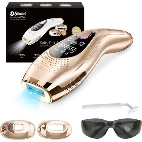 Épilateur Lumière Pulsée IPL pour Femme et Homme, Épilateur Laser avec Fonction de Refroidissement, 999900 Impulsions, 9 Niveaux d'Énergie, Visage, Corps, Aisselles et Maillot Or rose Pro (1/5)