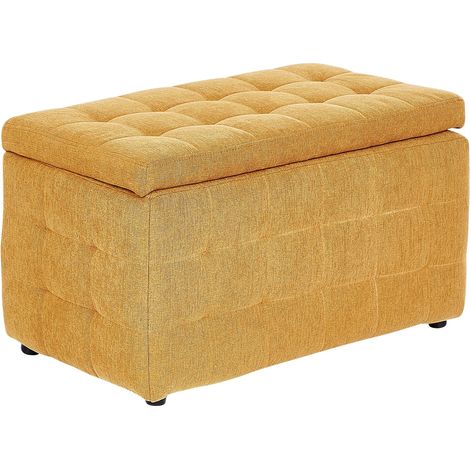 Pouf contenitore in tessuto giallo con coperchio Michigan