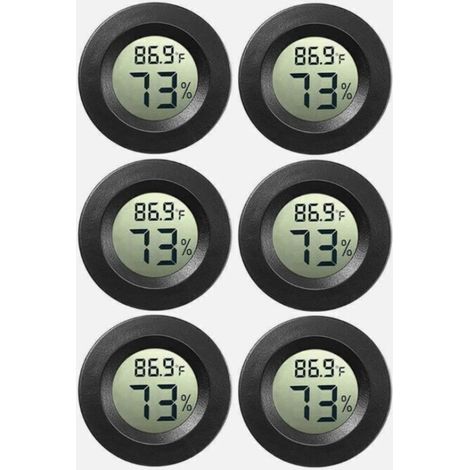6 mini higrómetros digitales, termómetros, medidores de temperatura y humedad del aire. Diseño delgado y preciso para múltiples usos.