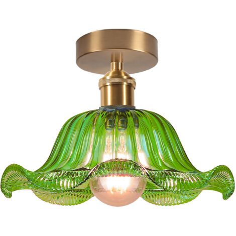 royaluxe- Plafonnier En Verre Plafonnier Rétro Lustre Moderne E27 Pour Couloir Cuisine Salle À Manger Vert (1/5)