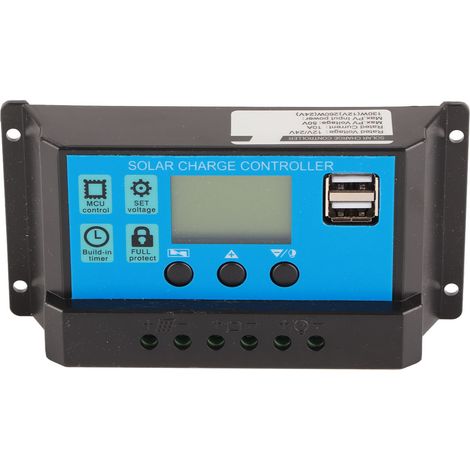 Régulateur Solaire PWM avec Écran LCD pour Éclairage LED 12V/24V - Contrôle Intelligent Charge/Décharge (1/5)