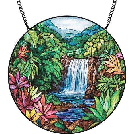30 cmAttrape-soleil fleurs sauvages papillons abeilles en verre coloré, suspension maison, cadeau femme (1/5)