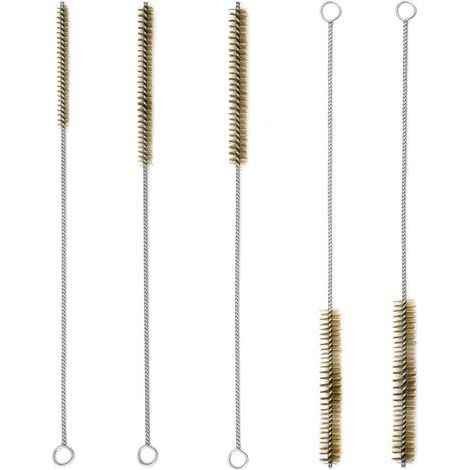 Lot de 5 brosses métalliques rondes en laiton - Brosse métallique en laiton - Brosse en acier - Brosse de nettoyage pour trous de tuyauterie - 6/8/10/12/15 mm (1/5)