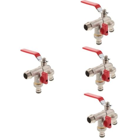 Lntyq Lot de 4 robinets de machine à laver à double contrôle, séparateur de tuyau d'eau, robinets de lavage, accessoires de robinet de machine à laver simple