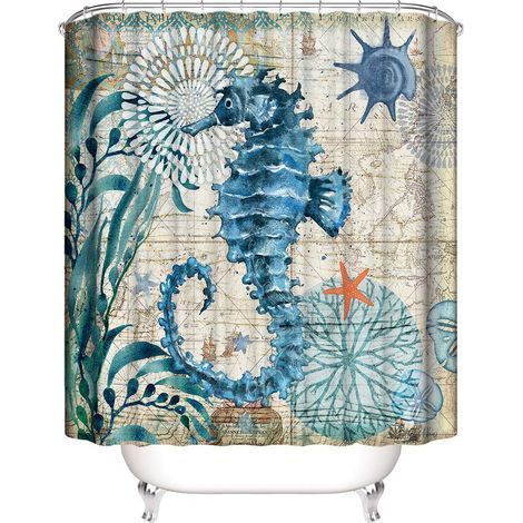 Rideau de Douche de Hippocampe 180180 cm, Rideau de douche Nav