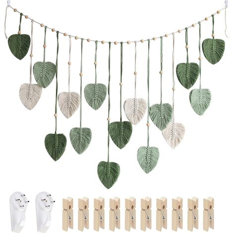 1 Tenture Murale,Comprend 2 Crochets et 10 Clips en Bois Boheme Chic Macramé Deco Murale Tapisserie Murale Convient Pour la Décoration Balcon et Salon et Chambre à Coucher(120 x 75 CM) (1/5)