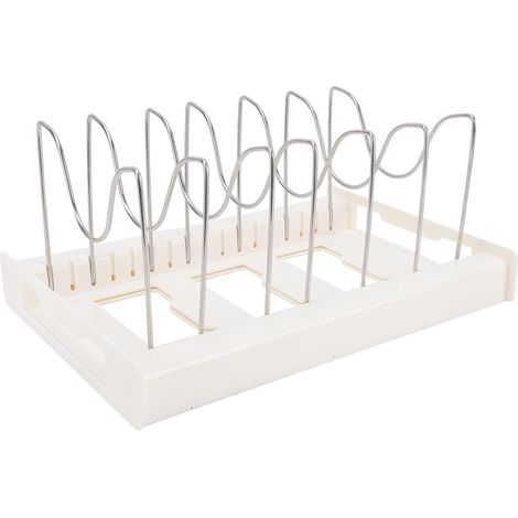 Organisateur extensible pour casseroles et poêles, avec séparateurs en acier inoxydable pour poêles, plaques de cuisson, assiettes et planches à découper, 30,5–56 cm (blanc) (1/4)