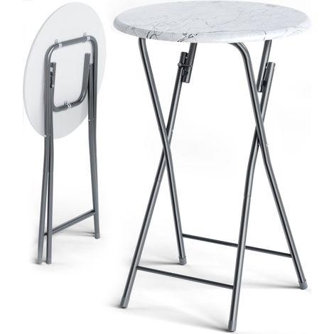 CASARIA® Stehtisch Klappbar 110cm Hoch Rund Ø 60cm Holz Garten Camping Bistrotisch Bartisch Biertisch Partytisch Esstisch Klapptisch Gartentisch Weiß (1/5)