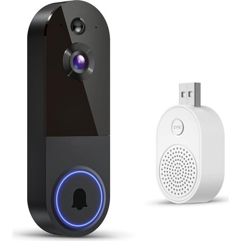 JSSEVN - Videoportero inalámbrico 1080p, detección de personas, visión nocturna, audio bidireccional, funciona con batería, almacenamiento en la nube, WiFi de 2,4 GHz. (1/5)
