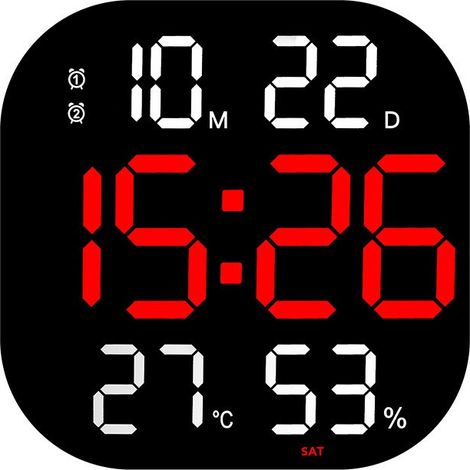 Grande horloge murale LED avec compte à rebours, décorative en acrylique, électronique, pour salon ou salle de sport 6632, coque noire, blanche et rouge (1/5)