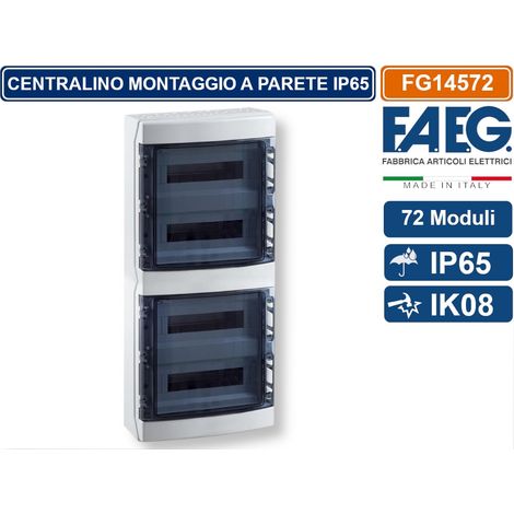 CENTRALINO A PARETE 72 MODULI TENUTA STAGNA IP65 COLORE GRIGIO RAL 7035 CON SPORTELLO FAEG - FG14572