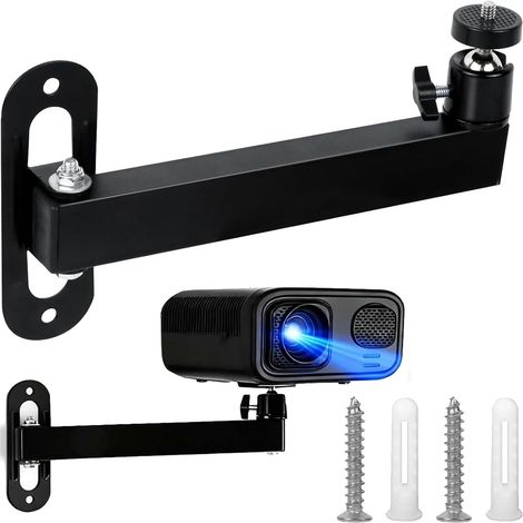 20cm Support Mural pour Projecteur, Support de Projecteur Réglable Rotation à 360°, Support Videoprojecteur Mural, avec Interface Filetée 1/4 Pouce, pour Home Cinéma, Bureau, Salle de Jeux (1/5)