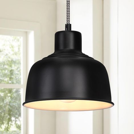 GBLY Pendelleuchte Esstisch Hängelampe Vintage - Hängeleuchte Industrial 1 Flammig Pendellampe Schwarz Metall Esszimmerlampe Retro E27 Küchenlampe für Wohnzimmer Esszimmer Schlafzimmer Restaurant Büro (1/5)