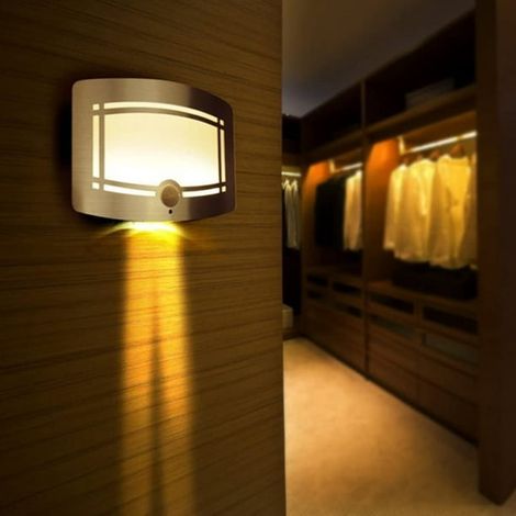 Lumière murale avec détecteur de mouvement, sans fil, moderne, dimmable, pour intérieur/extérieur, couloir, escalier, home cinéma, blanc chaud (1/5)