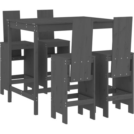 Maison Exclusive - 5-tlg. Gartenbar-Set Grau Massivholz Kiefer