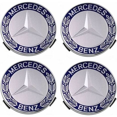 Enjoliveurs et jantes Cache-moyeu compatible avec Mercedes - Benz 75 mm - bleu, lot de 4 (1/2)