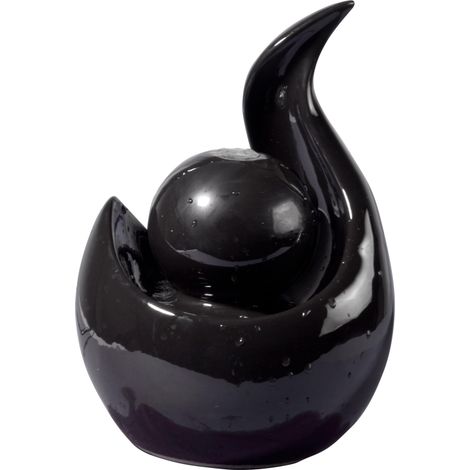 Fontaine d'intérieur Design en céramique avec Pompe - Petite Fontaine décorative de Table - 16,5 x 14,5 x 23 cm - Noir (1/5)