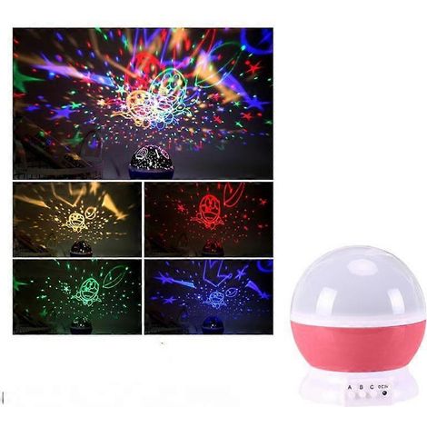 Doraemon 360° drehbarer Projektor-Nachtlicht für Kinder, ideal für Partys und Geburtstage (rosa).