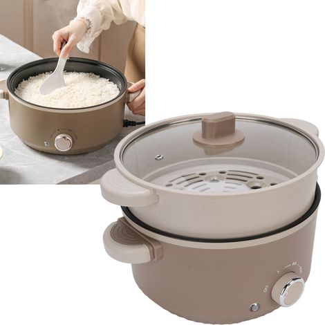 Termo eléctrico multifuncional de 800 W y 3 L [Revestimiento antiadherente, apto para alimentos] [Protección contra quemaduras] [Enchufe estadounidense] [Funda para vapor] (1/5)