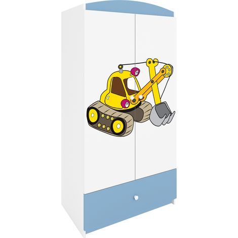 Kinderkleiderschrank mit Schublade Blau – Babydreams Koparka (1/5)
