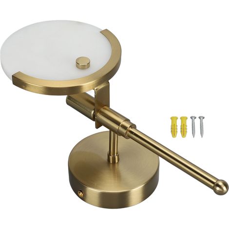 Applique murale dorée, style moderne et innovante, ronde, en marbre, à LED, câblée, pour chambre à coucher ou couloir d'hôtel (100-240 V). (1/5)