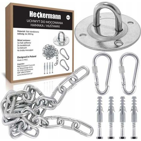 Kit De Fixation Pour Hamac - Acier Inoxydable - Charge 500 Kg Béton - Pour Plafond Et Mur - 12 Pièces (1/4)