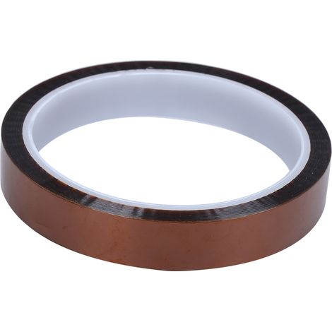 Bande adhésive industrielle en polyimide 0.065mm x 15mm x 33m, ruban résistant à la chaleur pour isolation et cerclage électrique. (1/5)