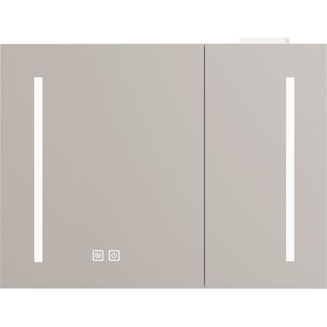 Armoire miroir mural LED 80 cm avec espace de rangement pour salle de bain, salon et chambre (1/5)