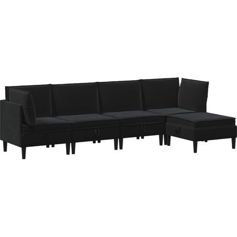 Juego de muebles de salón con cojín 5 pcs Negro Terciopelo vidaXL (1/5)