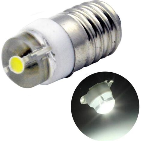E10 Ampoule LED CC 3V 0.5W 6000K Blanc 200LM Ampoule LED pour Lampe Torche Lampe Torche, Terre Négative (Lot de 1) (1/4)