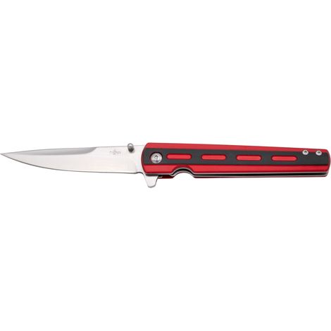 Navaja  Third, mango de aluminio negro y rojo, hoja de acero inox de 9,2 cm, con clip, K0824RD, herramienta para uso deportivo, pesca y caza (1/2)