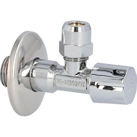 Vanne d'angle DN15(1/2") avec compensation en longueur DN10(3/8")x10, laiton chrome (1/2)