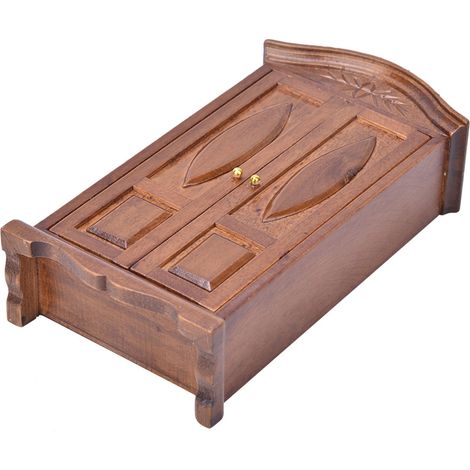Armoire miniature vintage en bois à double porte, échelle 1:12, accessoire pour maison de poupée, mobilier marron (1/5)